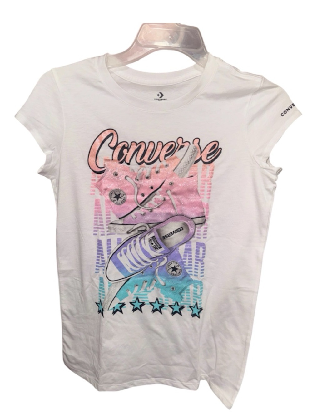Converse White Short Sleeve Tee with Pastel Sneaker Graphic